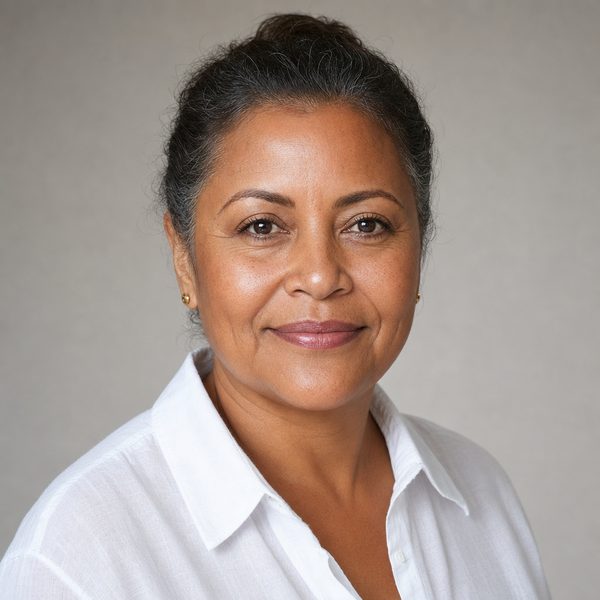 AI-generated portrait of Delmy Castellanos, a fictional agent